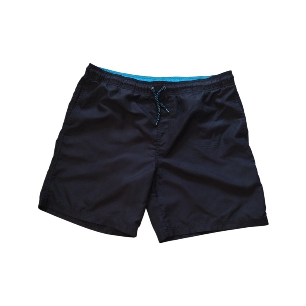 OP Ocean Pacific Swim Shorts Men Size L Black Surf Pockets Trunks Swimwear Beach